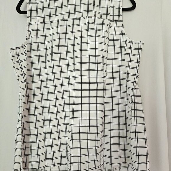 Notations sleeveless checkered collared blouse black white - Picture 3 of 6
